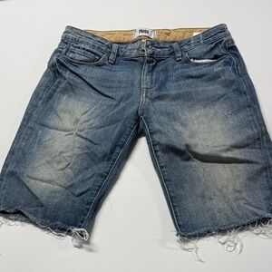 PAIGE Distressed Blue Denim Shorts
